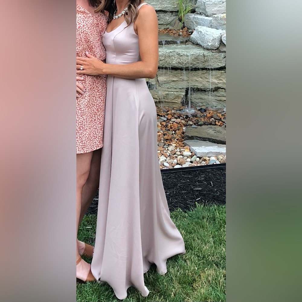 David’s Bridal crepe-back satin scoop tank bridesmaid dress Size 0 Biscotti